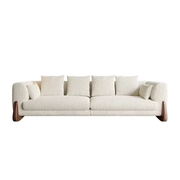 Tampak depan sofa Milan 3-seater minimalis berwarna netral dengan desain modern.